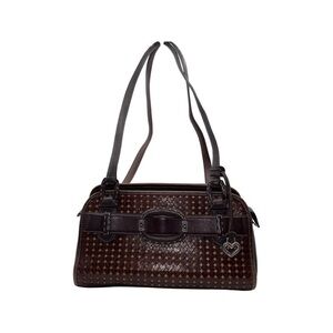 Brighton Leather Mini Heart Cutouts Brown Satchel Shoulder Bag Women's Small